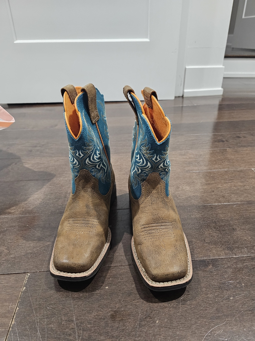 Ariat Brown Foot with Blue Embroidered Kids' Western Boots